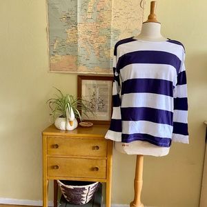 J. Crew Wide Purple & White Stripe Long Sleeve